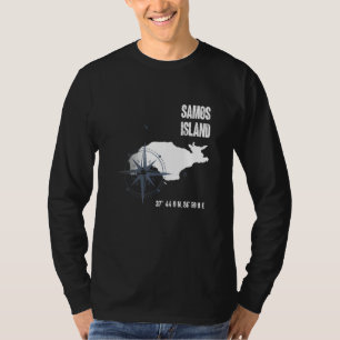 Rhodes Island Mediterranean Sea Coordinates Map Va T-Shirt