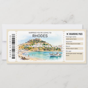 Rhodes Trip Boarding Pass Ticket Invitation