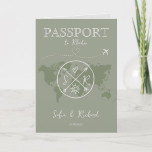 Rhodes  Wedding Destination Map Passport QR Code Invitation