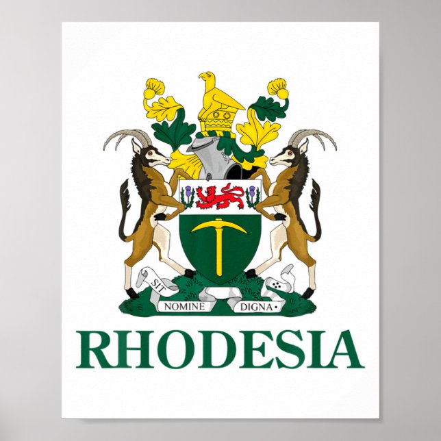 Rhodesia Coat Of Arms Zimbabwe Funny South Africa  Poster (Front)