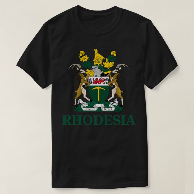 Rhodesia Coat Of Arms Zimbabwe Funny South Africa  T-Shirt (Design Front)