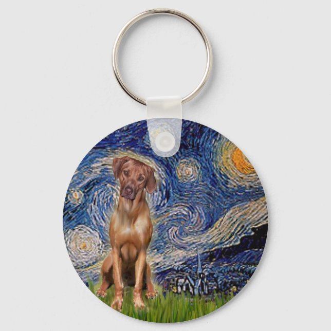 Rhodesian Ridgeback 1 - Starry Night Key Ring (Front)