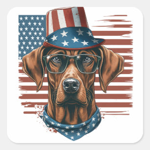 Rhodesian Ridgeback 4th of July Patriotic Square Sticker