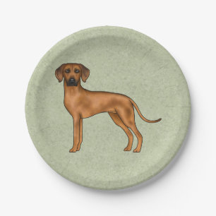Rhodesian Ridgeback African Lion Dog Breed Green Paper Plate