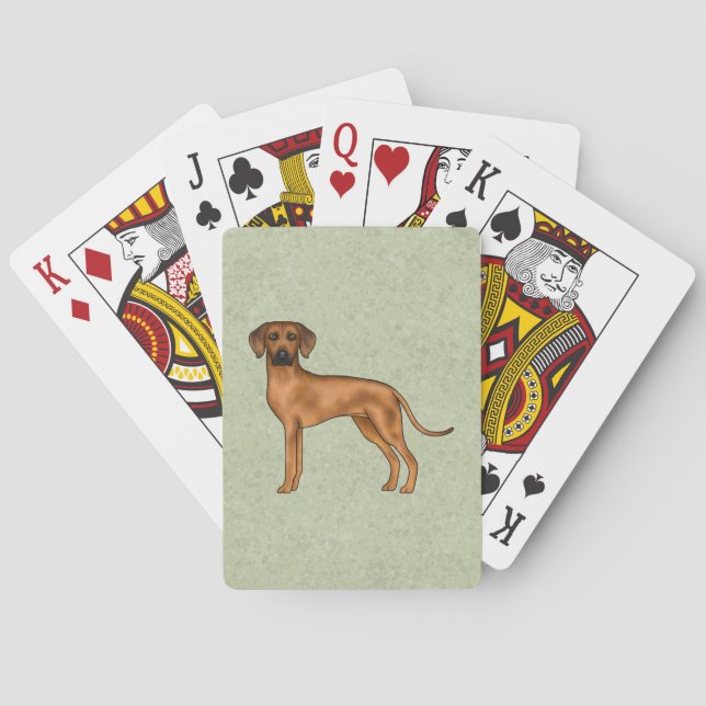Rhodesian Ridgeback African Lion Dog Breed Green Playing Cards (Back)