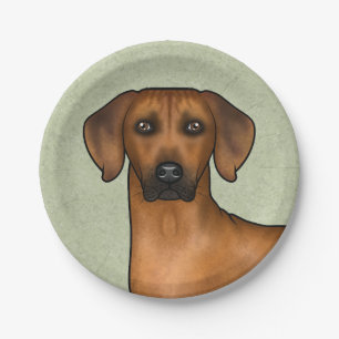 Rhodesian Ridgeback African Lion Dog Head Green Paper Plate