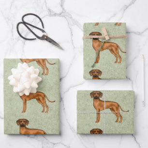 Rhodesian Ridgeback African Lion Dog Pattern Green Wrapping Paper Sheet