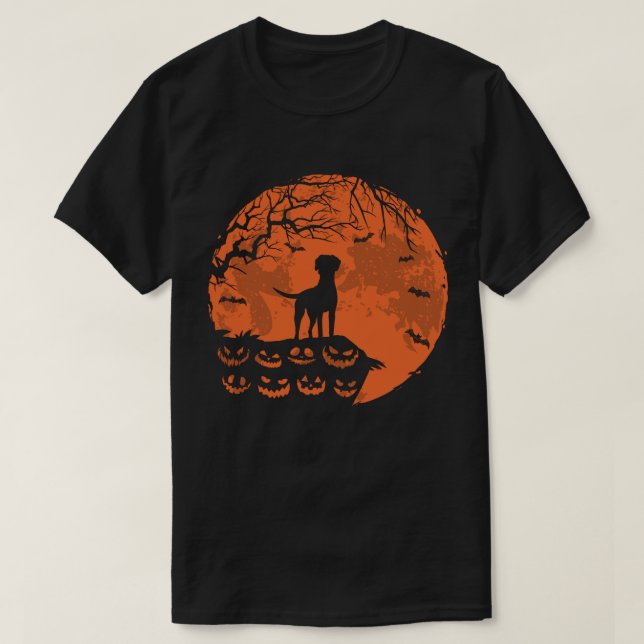 Rhodesian Ridgeback AnAnd Moon Halloween Dog Lover T-Shirt (Design Front)