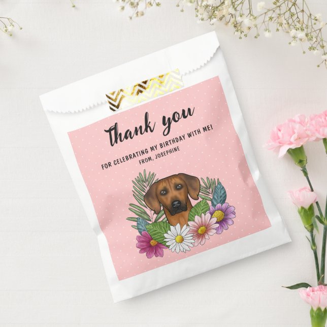 Rhodesian Ridgeback And Flowers Birthday Thank You Favour Bag (Sealed)
