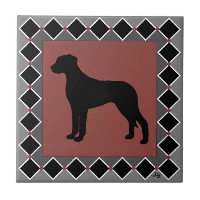 Rhodesian Ridgeback ArtDeco Silhouette Ceramic Tile (Front)