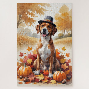 Rhodesian Ridgeback Autumn Leaves Thanksgiving Art Jigsaw Puzzle