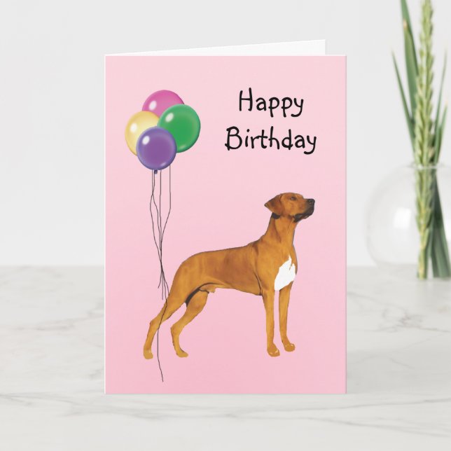 Rhodesian Ridgeback, Birthday Balloons Card (Front)