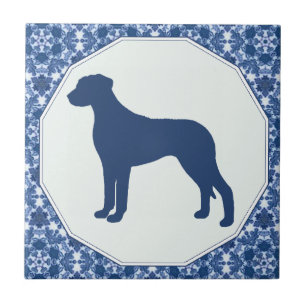 Rhodesian Ridgeback Blue Willow Silhouette Ceramic Tile