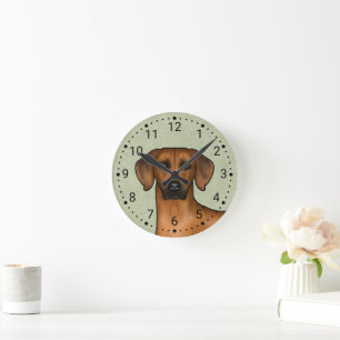 Rhodesian Ridgeback Brown African Lion Dog Head Round Clock