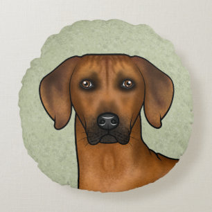 Rhodesian Ridgeback Brown African Lion Dog Head Round Cushion