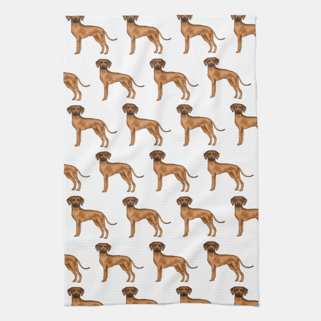 Rhodesian Ridgeback Brown African Lion Dog Pattern Tea Towel (Vertical)