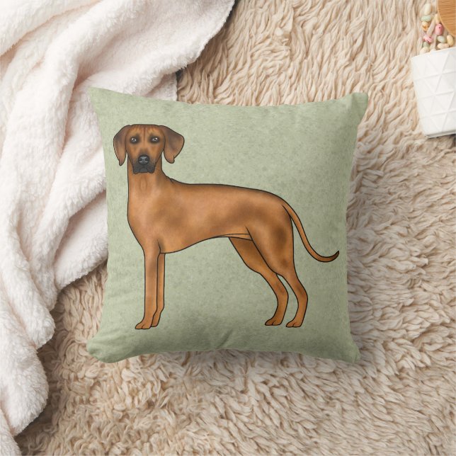 Rhodesian Ridgeback Brown Cartoon Lion Dog Green Cushion (Blanket)