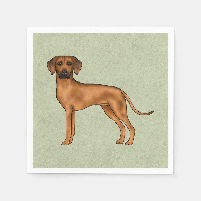 Rhodesian Ridgeback Brown Cartoon Lion Dog Green Napkin (Front)