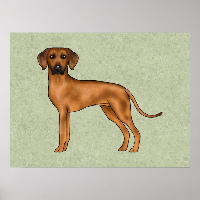 Rhodesian Ridgeback Brown Cartoon Lion Dog Green Poster (Front)