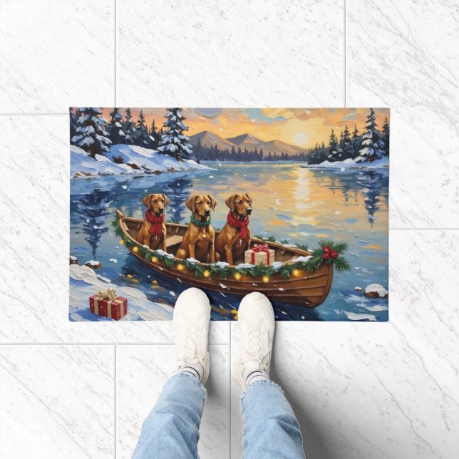 Rhodesian Ridgeback Christmas Boat Holiday Doormat (Indoor)
