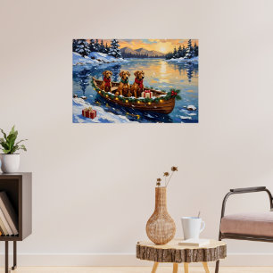 Rhodesian Ridgeback Christmas Boat Holiday Poster