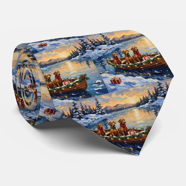 Rhodesian Ridgeback Christmas Boat Holiday Tie (Rolled)