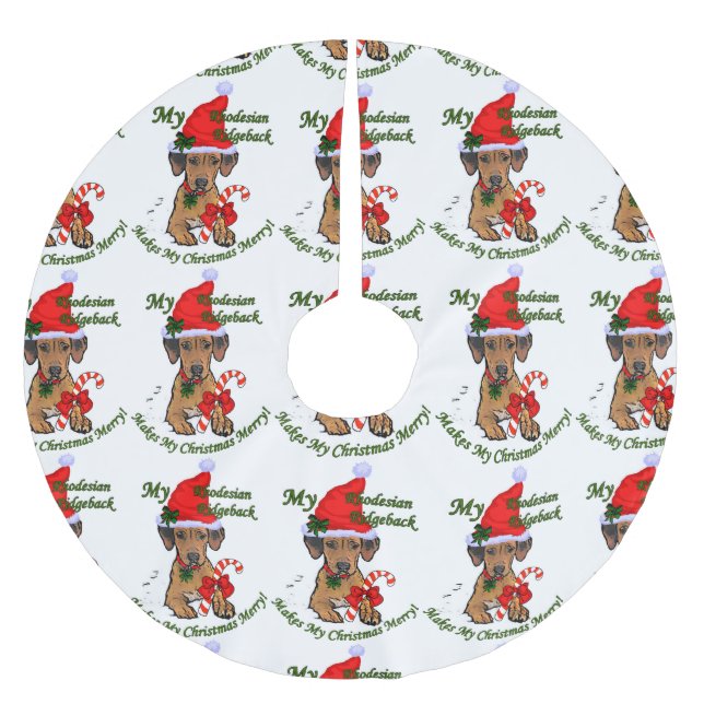 Rhodesian Ridgeback Christmas Brushed Polyester Tree Skirt (Front)