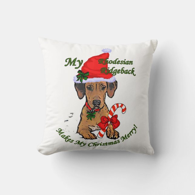 Rhodesian Ridgeback Christmas Cushion (Front)