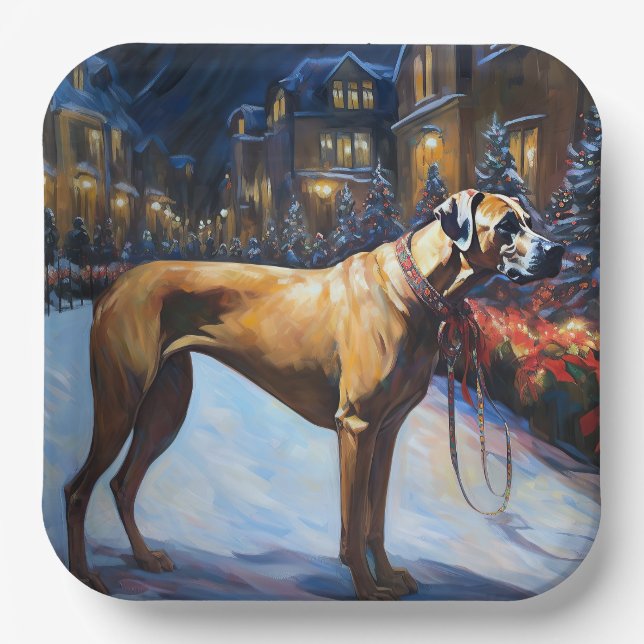 Rhodesian Ridgeback Christmas Festive Season Paper Plate (Front)