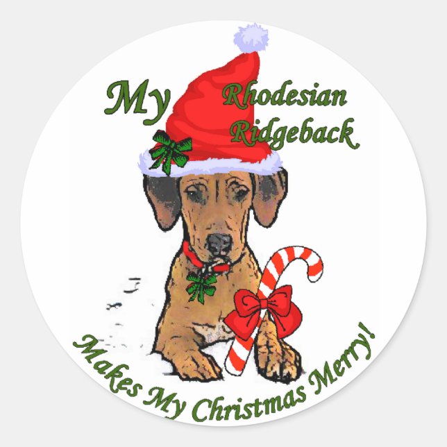 Rhodesian Ridgeback Christmas Gifts Classic Round Sticker (Front)