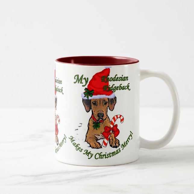Rhodesian Ridgeback Christmas Gifts Two-Tone Coffee Mug (Right)