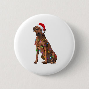 Rhodesian Ridgeback Christmas Lights Xmas Dog Love 6 Cm Round Badge