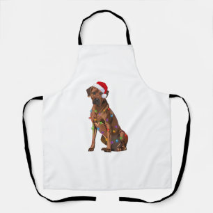 Rhodesian Ridgeback Christmas Lights Xmas Dog Love Apron