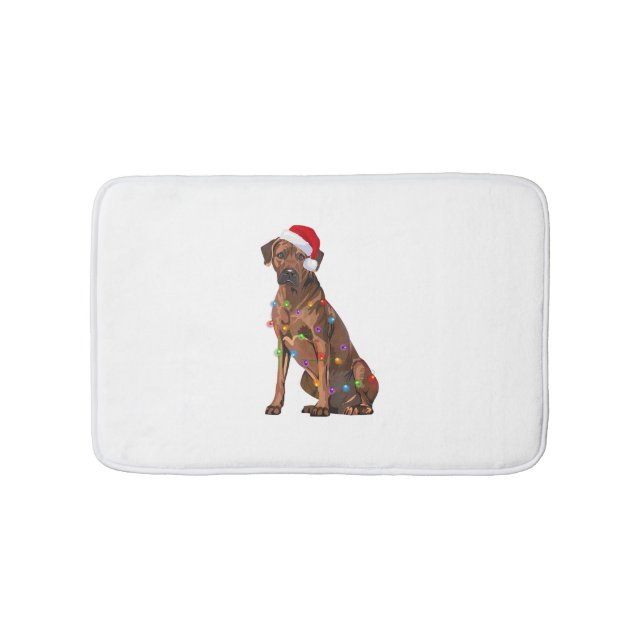 Rhodesian Ridgeback Christmas Lights Xmas Dog Love Bath Mat (Front)