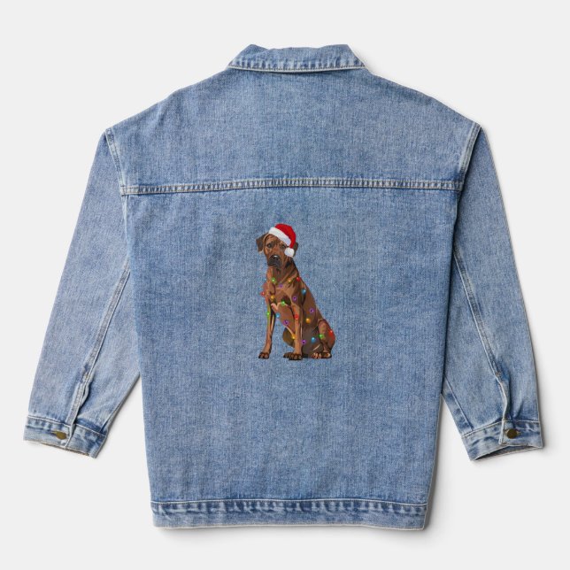 Rhodesian Ridgeback Christmas Lights Xmas Dog Love Denim Jacket (Back)