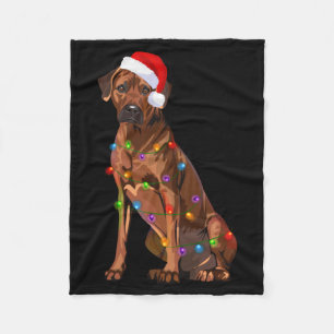 Rhodesian Ridgeback Christmas Lights Xmas Dog Love Fleece Blanket