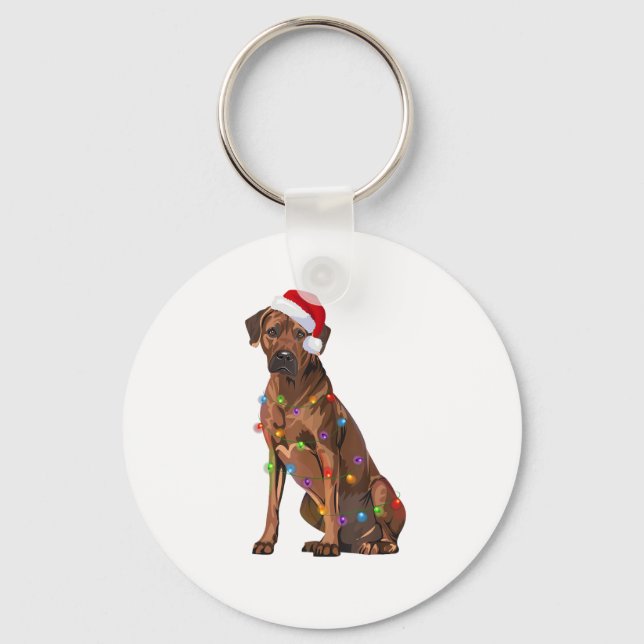 Rhodesian Ridgeback Christmas Lights Xmas Dog Love Key Ring (Front)