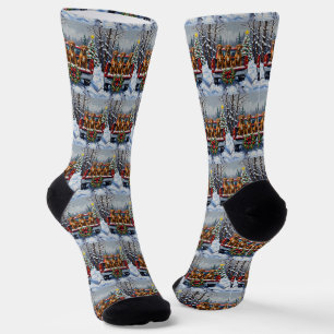 Rhodesian Ridgeback Christmas Red Truck Holiday Socks