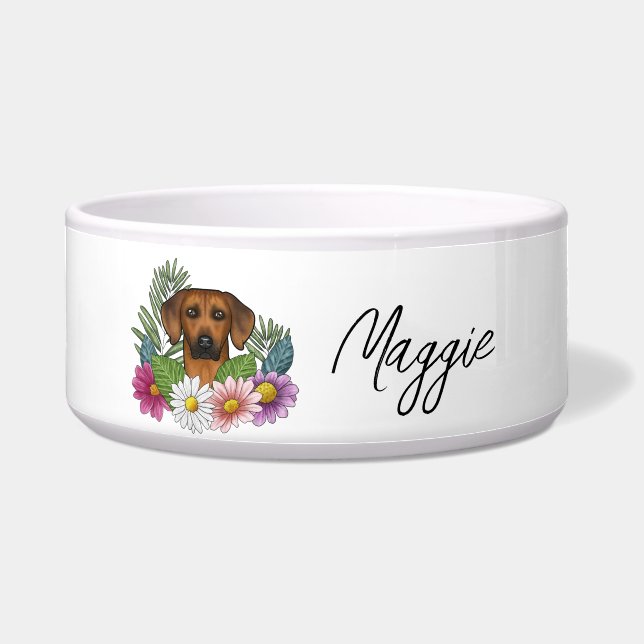 Rhodesian Ridgeback Colourful Wildflowers And Name (Front)