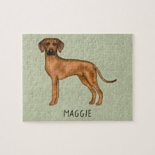 Rhodesian Ridgeback Cute African Lion Dog Green Jigsaw Puzzle