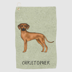 Rhodesian Ridgeback Cute Brown Dog With Name Green Golf Towel
