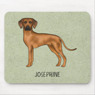 Rhodesian Ridgeback Cute Brown Dog With Name Green Mouse Pad