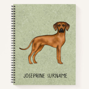 Rhodesian Ridgeback Cute Brown Dog With Text Green Notebook