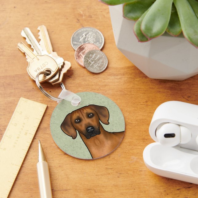 Rhodesian Ridgeback Cute Brown Lion Dog With Name Key Ring (Desk)