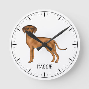 Rhodesian Ridgeback Cute Brown Lion Dog With Name Round Clock