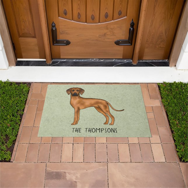 Rhodesian Ridgeback Cute Brown Lion Dog With Text Doormat (Outdoor)