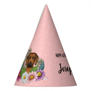 Rhodesian Ridgeback Dog And Flowers Birthday Party Hat