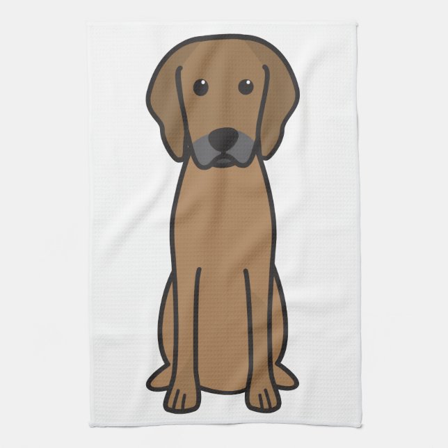 Rhodesian Ridgeback Dog Cartoon Tea Towel (Vertical)