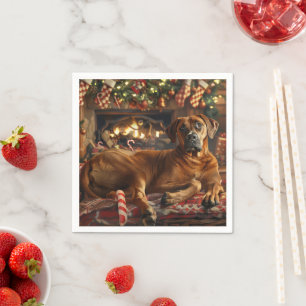 Rhodesian Ridgeback Dog Christmas Festive Napkin