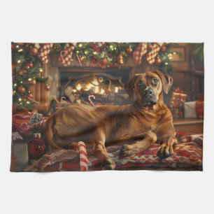 Rhodesian Ridgeback Dog Christmas Festive Tea Towel